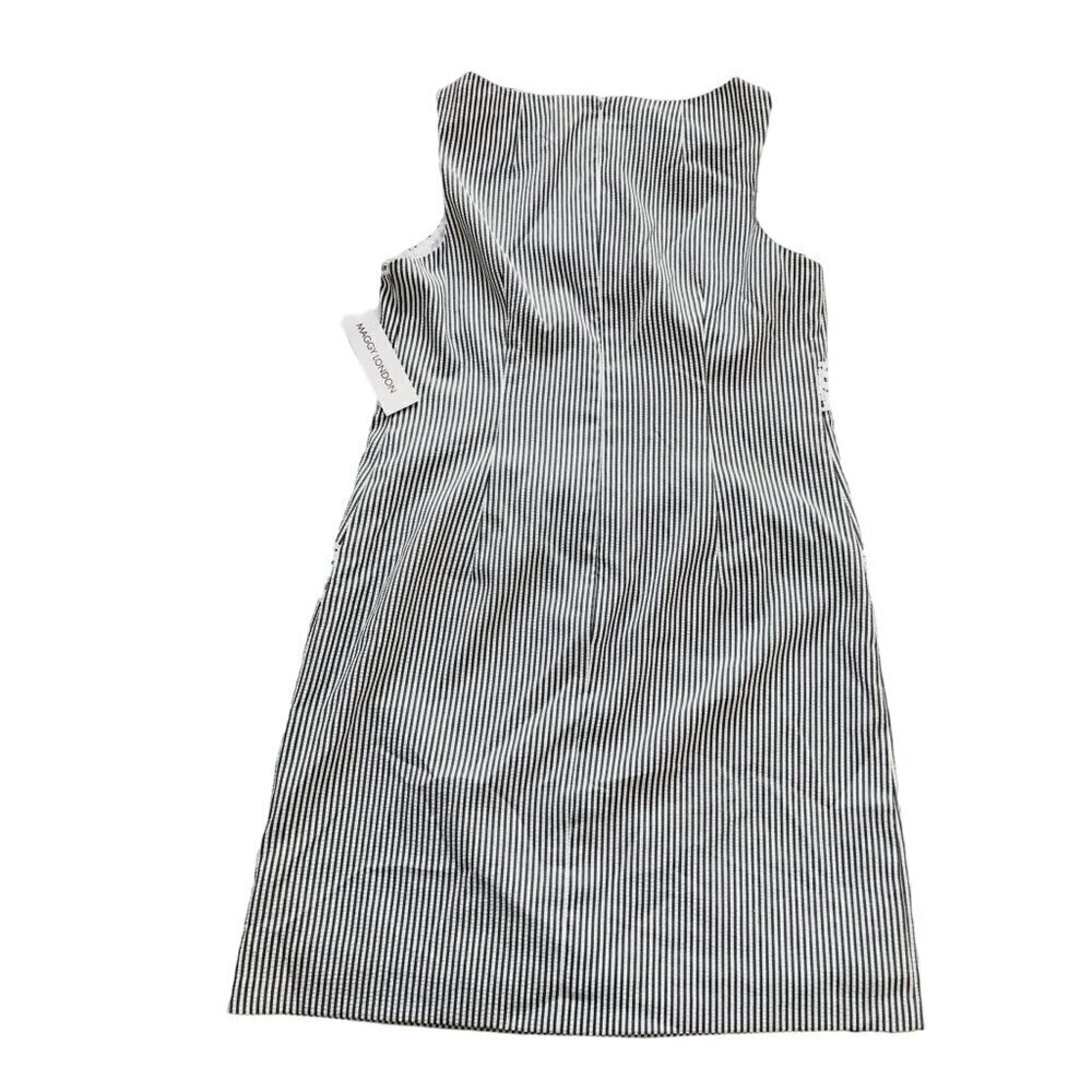 NWT Maggy London Striped Lace Trim Dress, size 10, Gray/white - Picture 6 of 12
